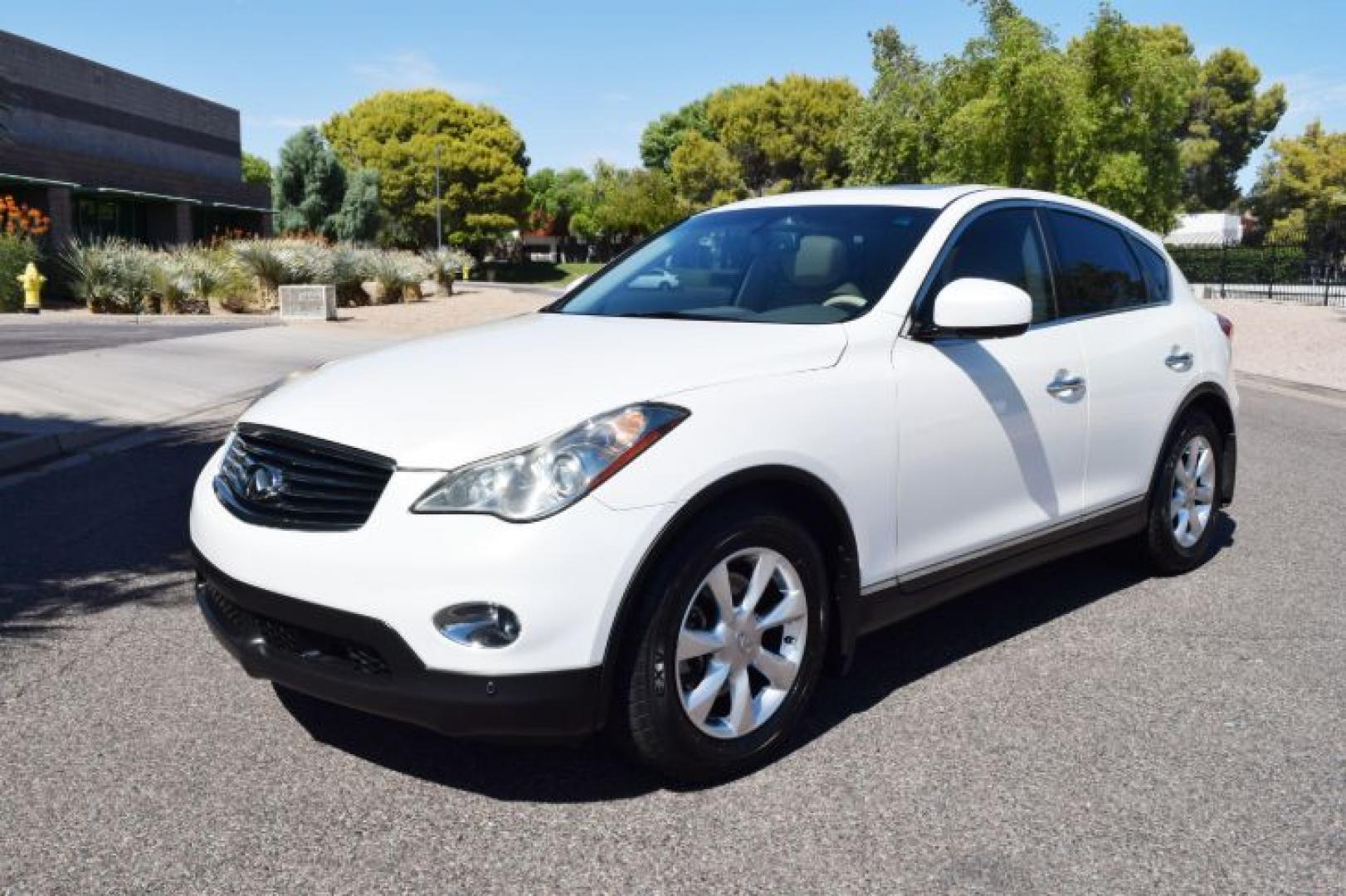 2008 Moonlight White Pearl /Wheat Infiniti EX EX35 (JNKAJ09E58M) with an 3.5L V6 DOHC 24V engine, 5-Speed Automatic Overdrive transmission, located at 11056 N 23rd Dr #101, Phoenix, AZ, 85029, (623) 434-4252, 33.587704, -112.109962 - Photo#2