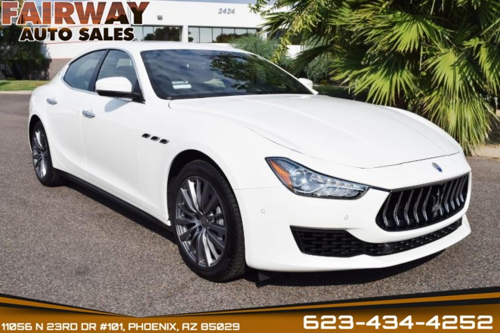2019 Bianco /Nero Maserati Ghibli Base (ZAM57XSA5K1) with an 3.0L V6 DOHC 24V engine, 8-Speed Automatic transmission, located at 11056 N 23rd Dr #101, Phoenix, AZ, 85029, (623) 434-4252, 33.587704, -112.109962 - Photo#0